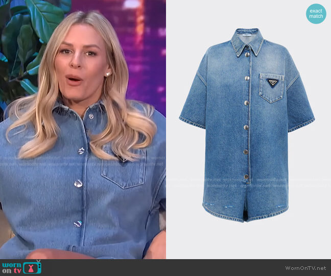 Prada Organic Denim Playsuit worn by Morgan Stewart on E! News
