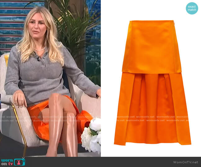 Prada Silk Duchess Satin Mini Skirt worn by Morgan Stewart on E! News