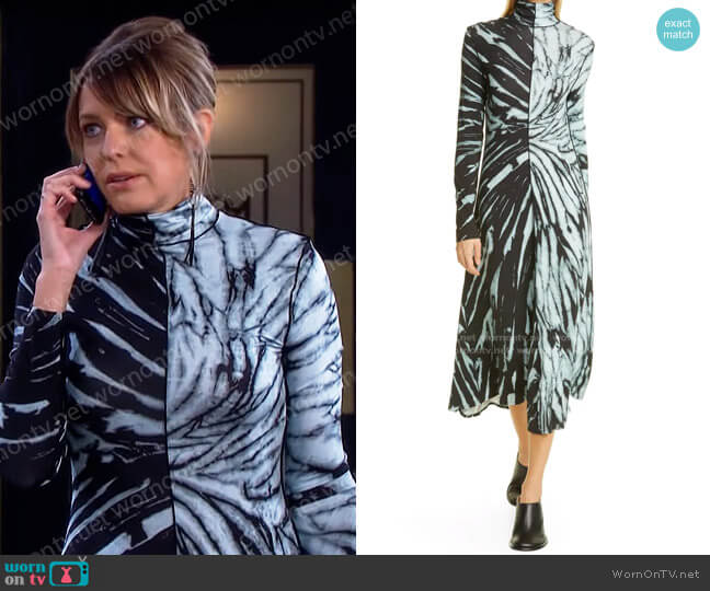 Proenza Schouler Spiral Tie-Dye Jersey Long Sleeve Dress worn by Nicole Walker (Arianne Zucker) on Days of our Lives
