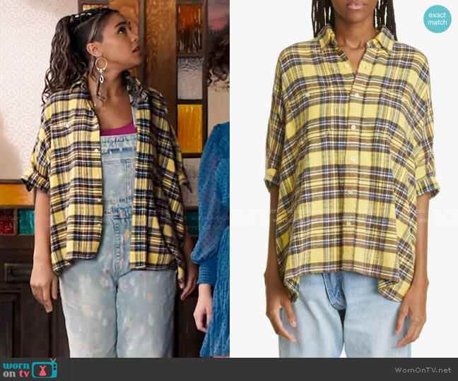 R13 Plaid Oversize Cotton Flannel Shirt worn by Mikaela Danso (Lucy Barrett) on Charmed