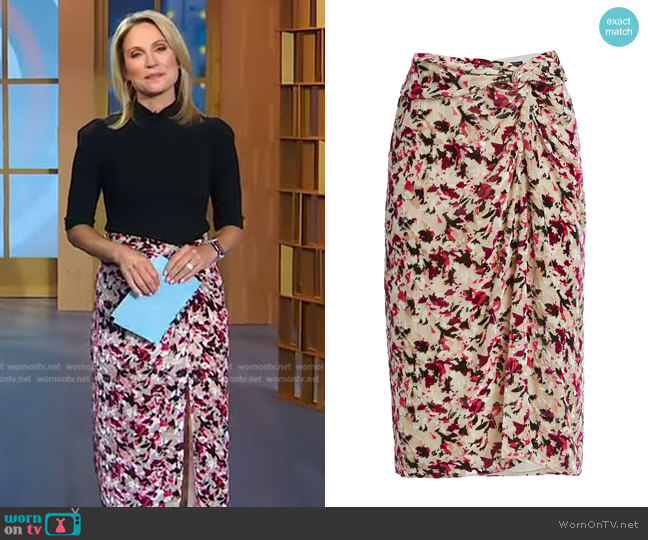 Rag & Bone Amber Burnout Midi Skirt worn by Amy Robach on Good Morning America