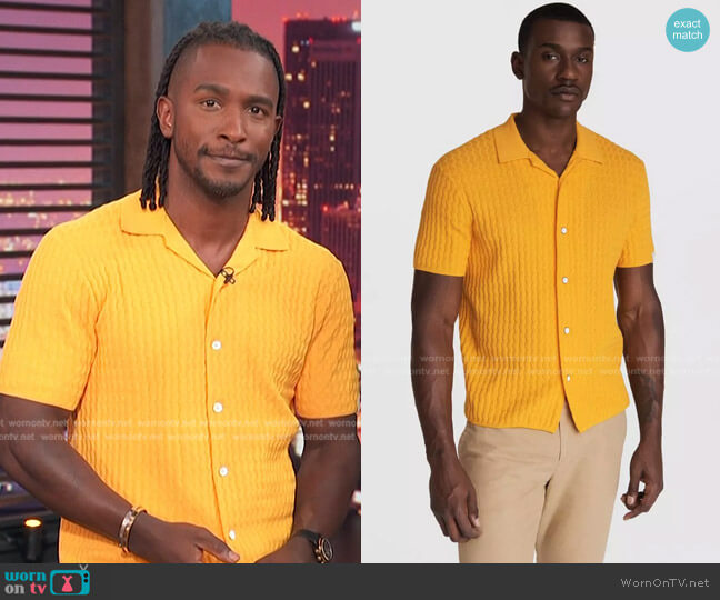 Rag & Bone Avery Short-Sleeved Ribbed Shirt worn by Scott Evans on Access Hollywood