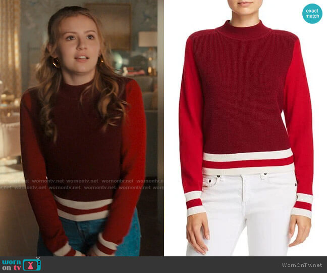 Rag & Bone Dean Color-Block Merino Wool Sweater worn by Lake Meriwether (Bebe Wood) on Love Victor