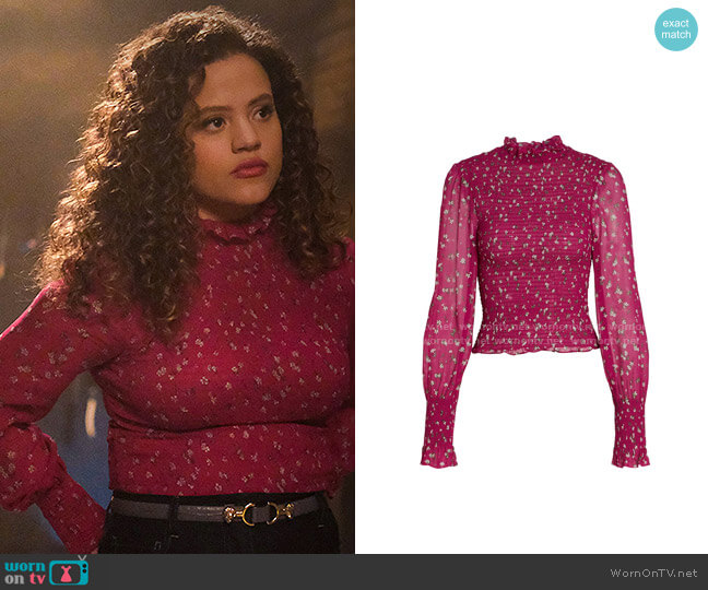 Rag & Bone Kayden Top in Pink Floral worn by Maggie Vera (Sarah Jeffery) on Charmed