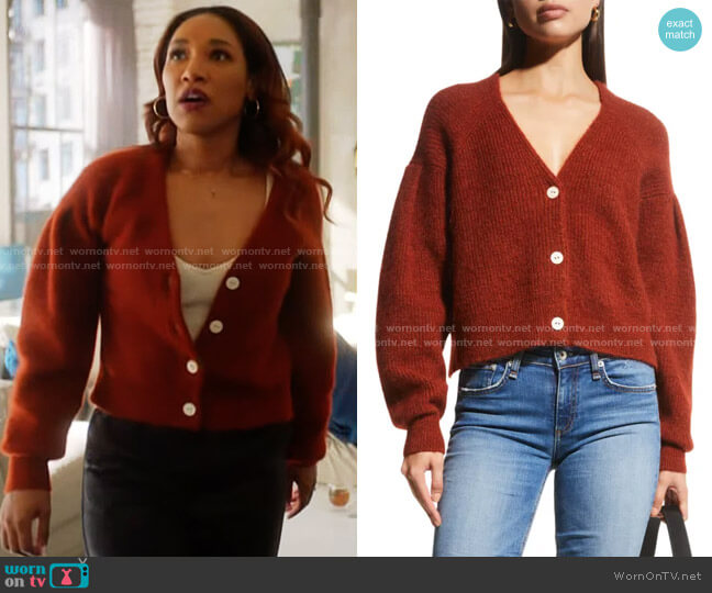 Rag & Bone Liana Cardigan in Rust worn by Iris West (Candice Patton) on The Flash