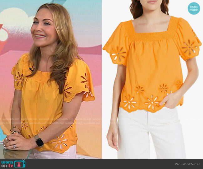 Rails Sonora Eyelet Trim Organic Cotton Blend Blouse worn by Lori Bergamotto on Today
