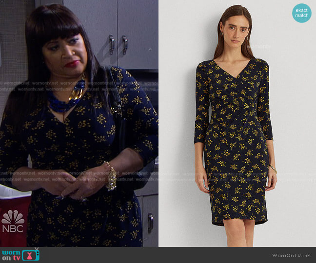 Ralph Lauren Floral Jersey Surplice Dress worn by Paulina Price (Jackée Harry) on Days of our Lives