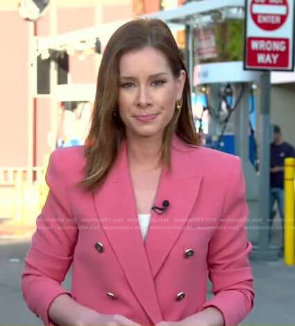 Rebecca’s pink double breasted blazer on Good Morning America