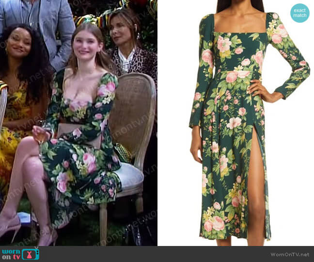 Reformation Sigmund Long Sleeve Midi Dress worn by Alice Caroline Horton (Lindsay Arnold) on Days of our Lives
