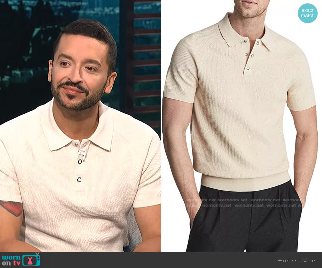 Reiss Alan Cotton Stretch Textured Regular Fit Polo Shirt