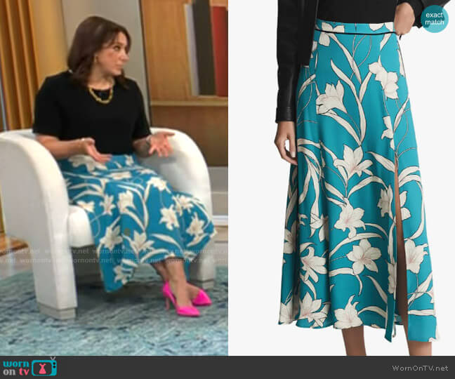 Reiss Katia Floral Skirt worn by Sarah Gelman on CBS Mornings