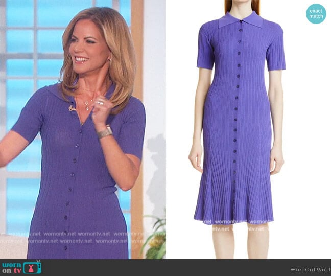 Remain Birger Christensen Ella Ribbed Button-Up Dress worn by Natalie Morales on The Talk
