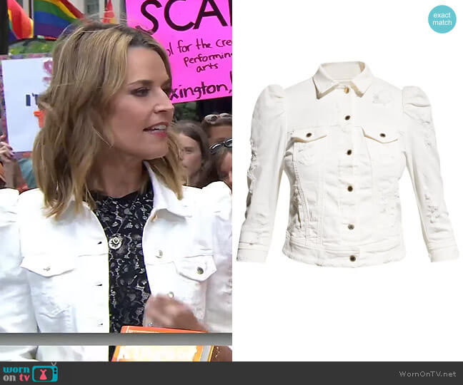 Retrofete Ada Puff-Sleeve Denim Jacket worn by Savannah Guthrie on Today