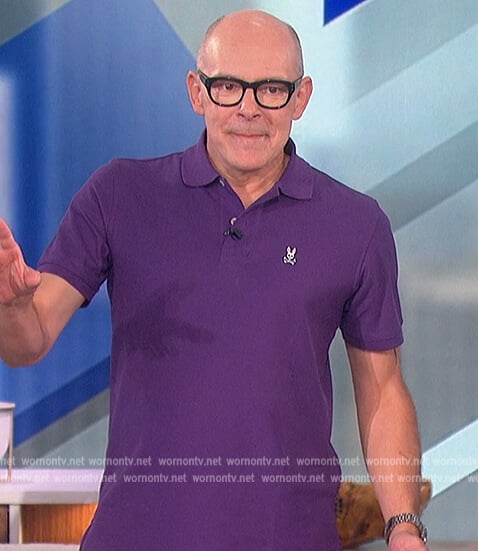 Rob Corddry’s purple rabbit polo on The Talk