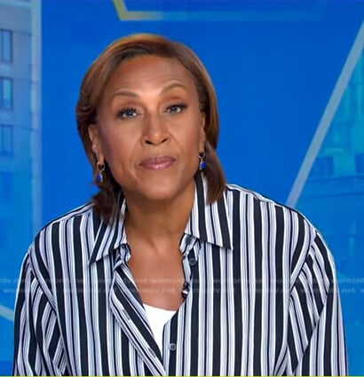 Robin’s black striped shirt on Good Morning America