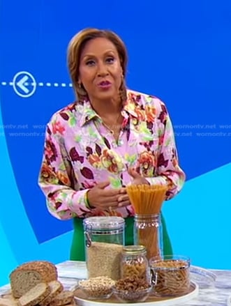 Robin’s pink floral blouse on Good Morning America