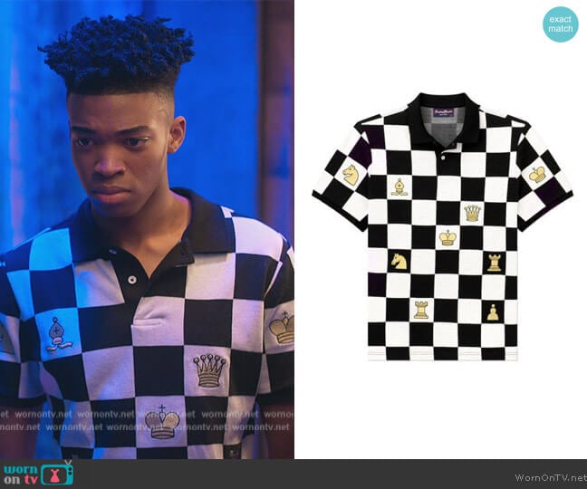 Rowing Blazers Chess Board Polo worn by Ben Wheeler (Jonas Dylan Allen) on First Kill