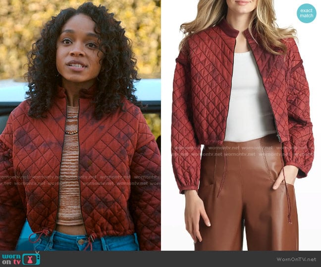 Sachin + Babi Iggy Quilted Jacket worn by Mia Brooks (Rachel Hilson) on Love Victor