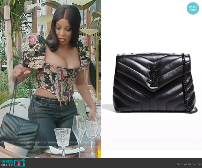 Saint Laurent Loulou Small Matelasse Calfskin Flap-Top Shoulder Bag worn by Caroline Brooks (Caroline Brooks) on The Real Housewives of Dubai