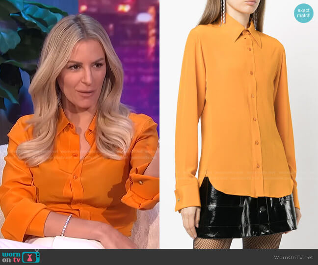 Saint Laurent Long-Sleeve Button-Front Shirt worn by Morgan Stewart on E! News