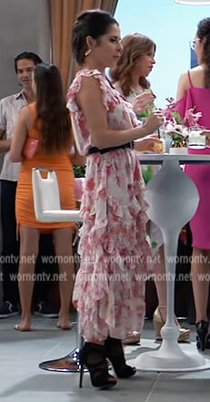 Sam’s pink floral asymmetric dress on General Hospital
