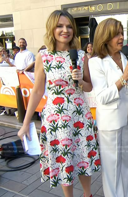 Savannah’s white carnation sleeveless dress on Today