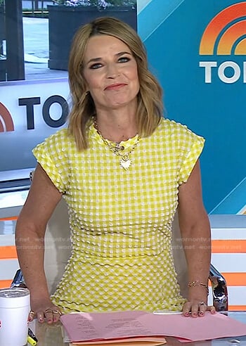Savannah’s yellow textured check dress on Today