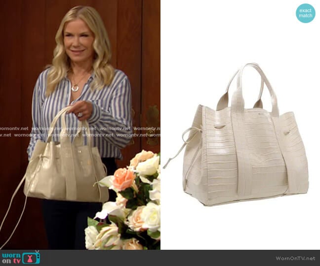 Schutz Maxi Crocodile-Embossed Leather Bag worn by Brooke Logan (Katherine Kelly Lang) on The Bold and the Beautiful