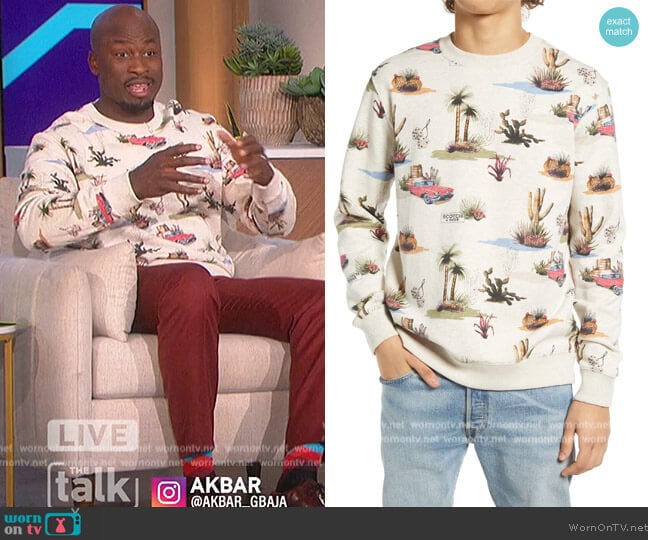 Scotch and Soda Allover Print Cotton Sweatshirt worn by Akbar Gbajabiamila on The Talk