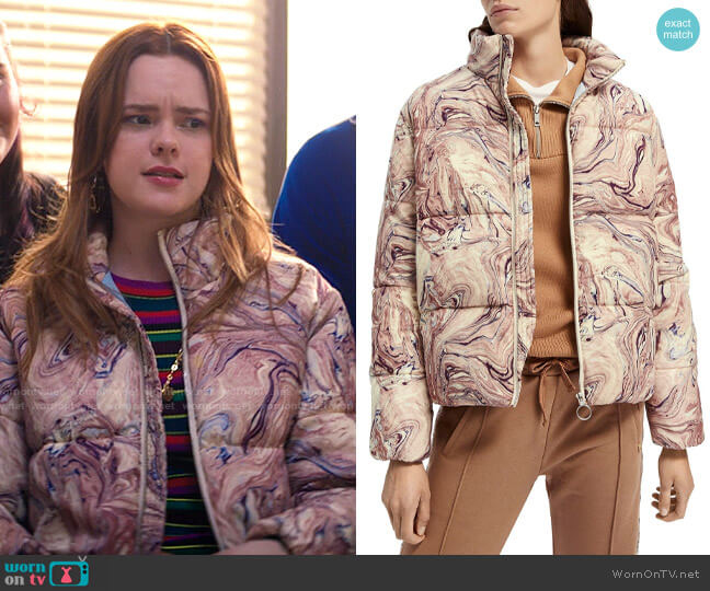 Scotch & Soda Marbleized Puffer Jacket worn by Zoe Zimmer (Laurel Marsden) on Ms. Marvel