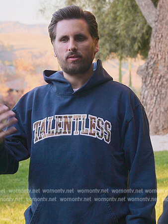 Scott’s blue Talentless embroidered hoodie on The Kardashians
