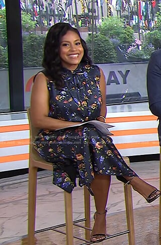 Sheinelle’s navy floral sleeveless dress on Today