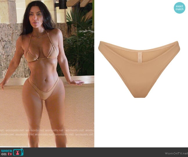 Skims Swim Cheeky Tanga Bottoms worn by Kim Kardashian (Kim Kardashian) on The Kardashians