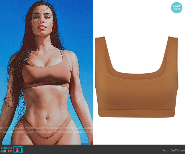 Skims Swim Tank Bikini Top worn by Kim Kardashian (Kim Kardashian) on The Kardashians