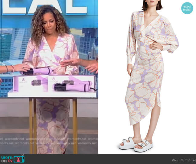 Smythe Floral Print Draped Midi Dress worn by Sunny Hostin on The View