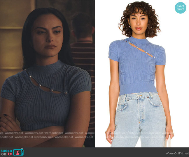Song of Style Kylin Short Sleeve Sweater worn by Veronica Lodge (Camila Mendes) on Riverdale