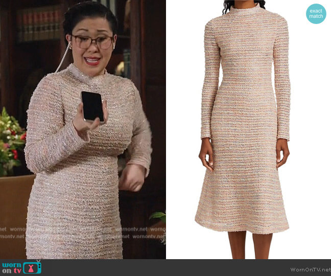 St. John Textural Knit Fit-&-Flare Dress worn by Sherri Kansky (Ruthie Ann Miles) on All Rise