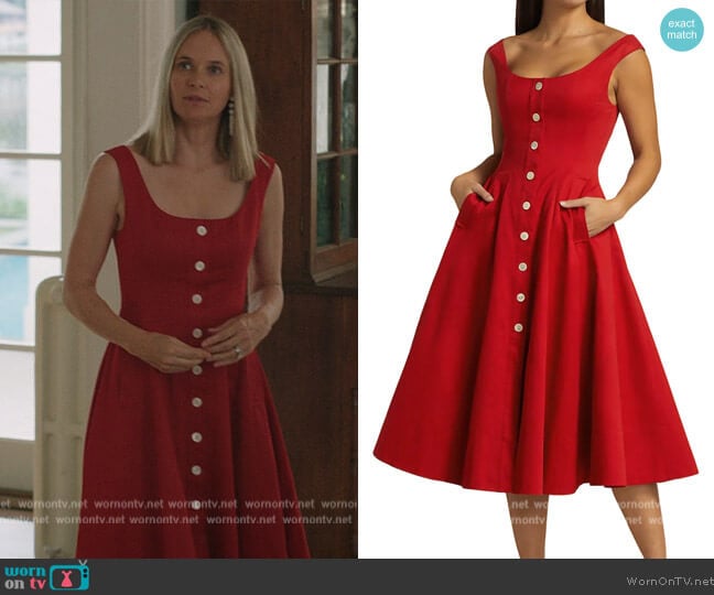 Staud Loretta Button Front Midi Dress worn by Susannah Fisher (Rachel Blanchard) on The Summer I Turned Pretty