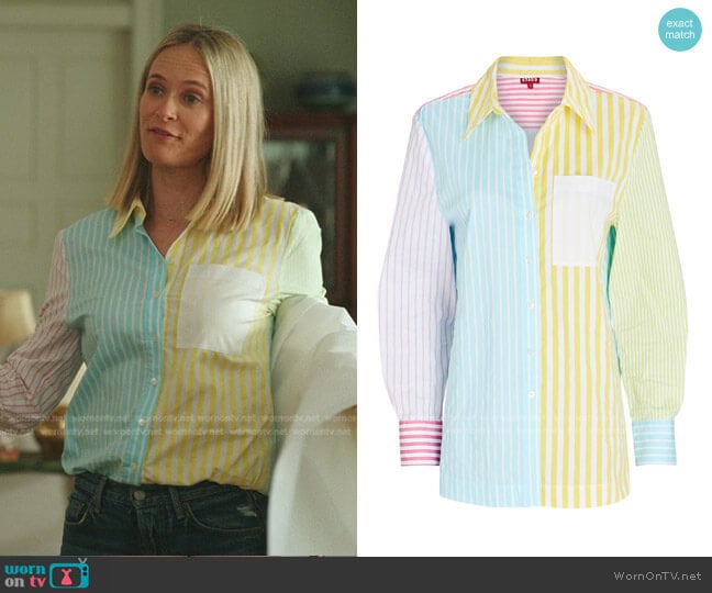 Staud Martha Mixed Striped Button-Down Shirt worn by Susannah Fisher (Rachel Blanchard) on The Summer I Turned Pretty