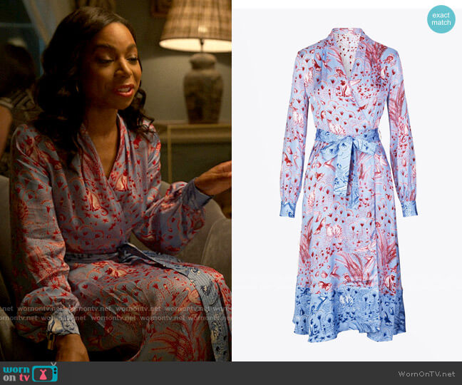 Stine Goya Reflection Dress in Jungle Scene Pink worn by Livia Fulton (Pippa Bennett-Warner) on Chloe