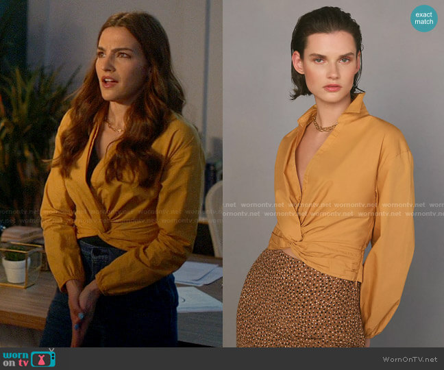 Sunday in Brooklyn Twist-Front V-Neck Blouse worn by Allegra Garcia (Kayla Compton) on The Flash