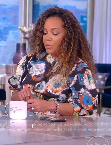 Sunny’s black floral abstract dress on The View