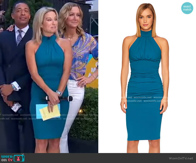 Susana Monaco Gathered Mock Dress worn by Amy Robach on Good Morning America