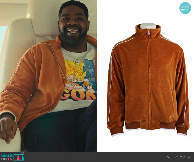Sweatsedo Burnt Orange Velour Tracksuit Jacket worn by Howard (Ron Funches) on Loot