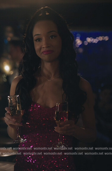 Tabitha’s pink sequin midi dress on Riverdale