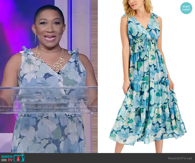 Taylor Printed Tiered Midi A-Line Dress worn by Deja Vu on Live with Kelly and Mark