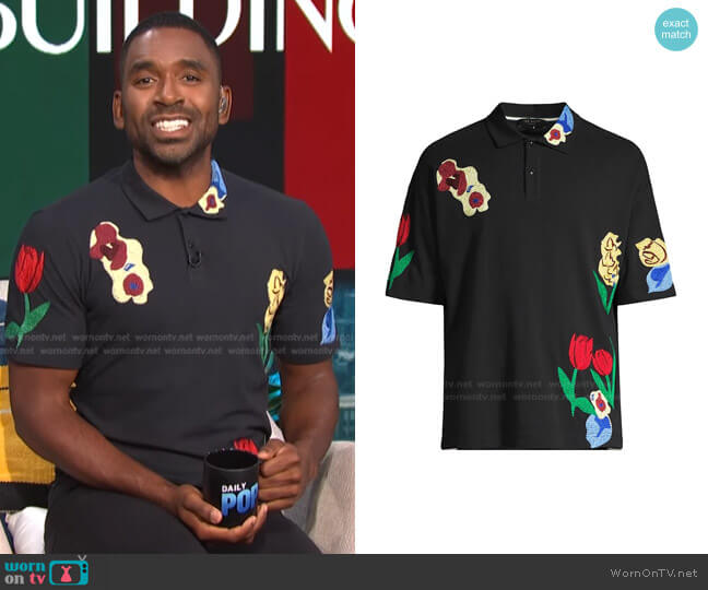 Ted Baker Keppel Embroidered Polo Shirt worn by Justin Sylvester on E! News