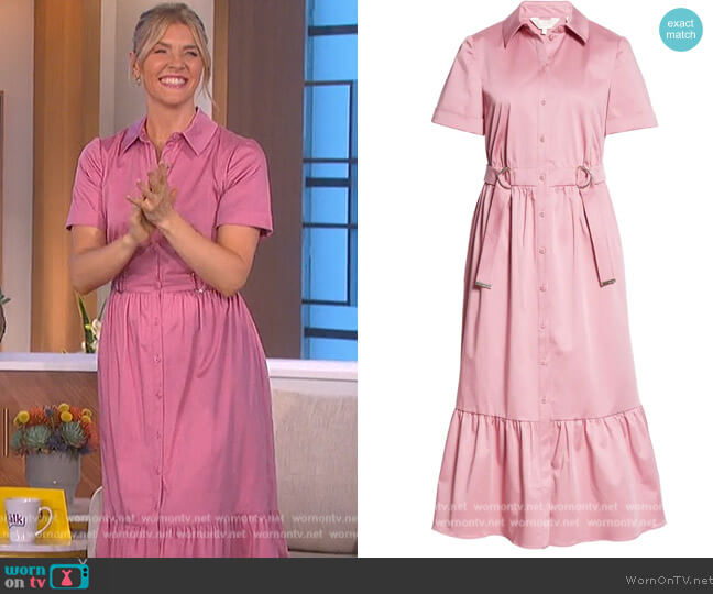 Ted Baker Ruffle Hem Stretch Cotton Shirtdress worn by Amanda Kloots on The Talk