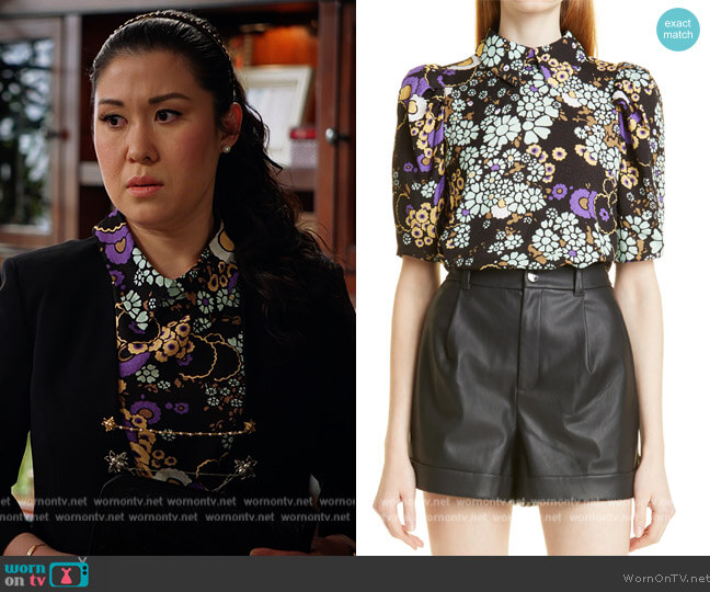 Ted Baker Yvonn Floral Blouse worn by Sherri Kansky (Ruthie Ann Miles) on All Rise