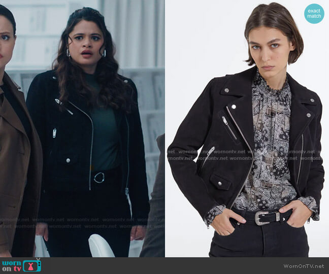 The Kooples Suede Biker Jacket worn by Mel Vera (Melonie Diaz) on Charmed